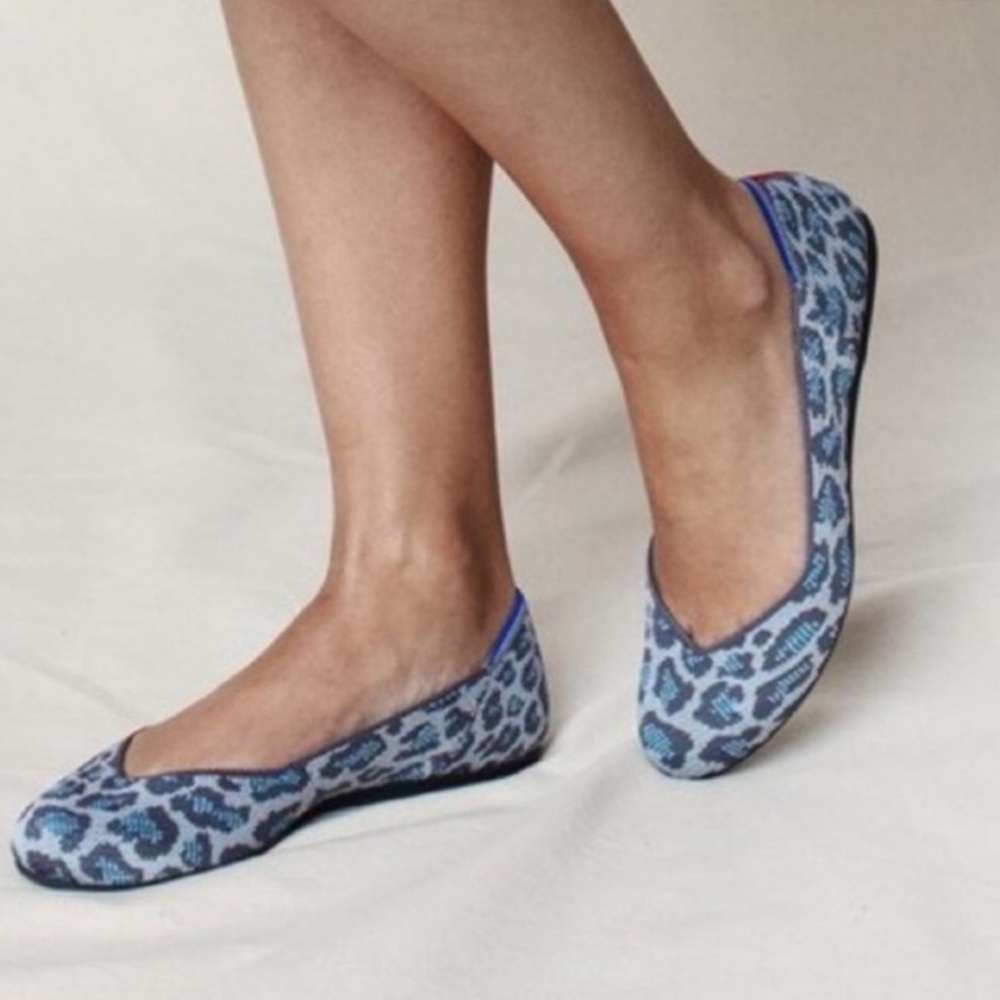EUC Rothy’s Gray Spotted Leopard Cheetah Round Toe Flats Limited Edition Size 7